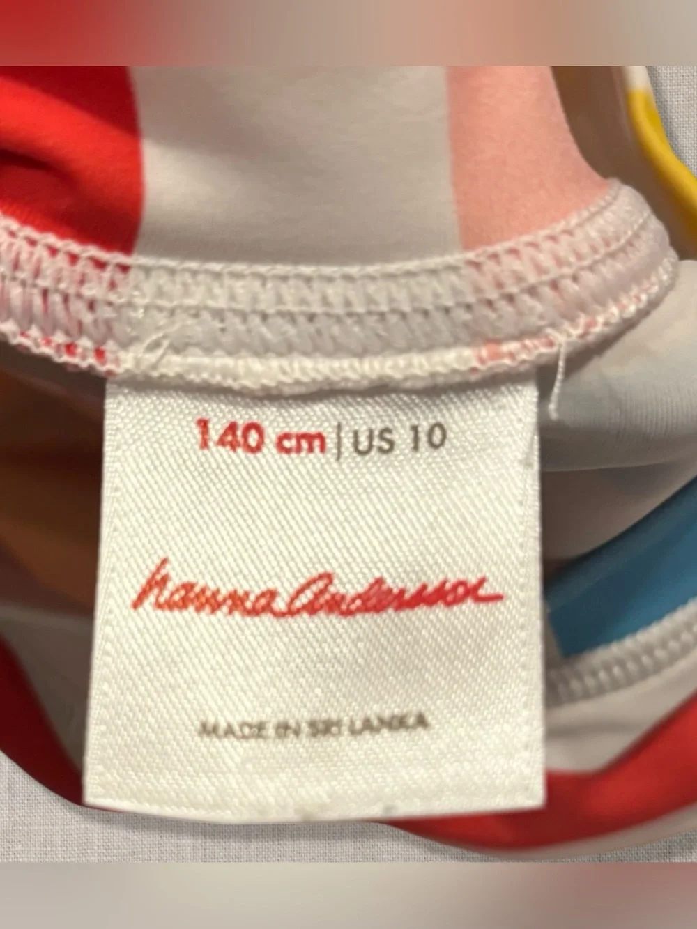 Hanna Andersson Sunblock Rash Guard Girls 10 140 Rainbow Stripe Swim Shirt